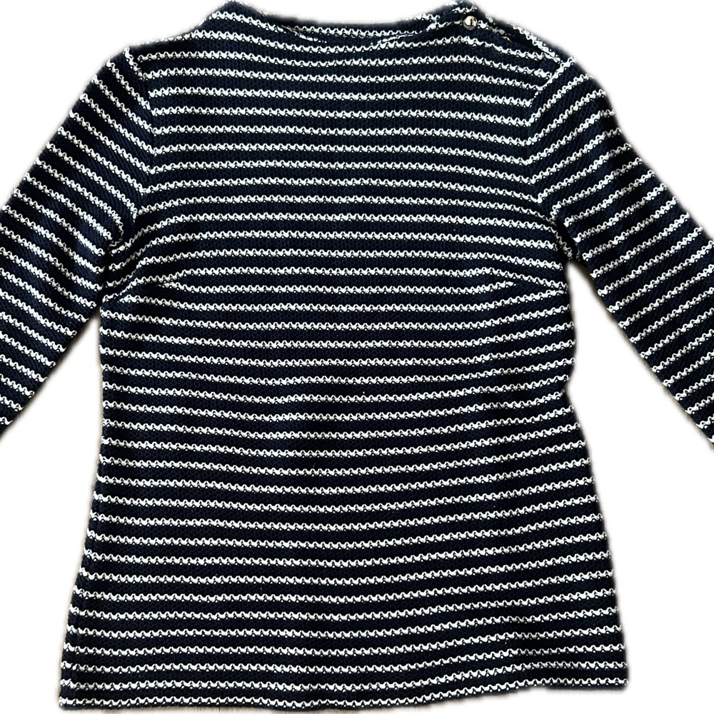 Talbots Navy and White Textured Knit Top